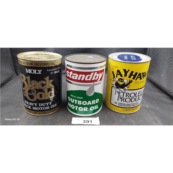 3 Nice condition Jayhawks, Standby, Blackgold Oil quarts