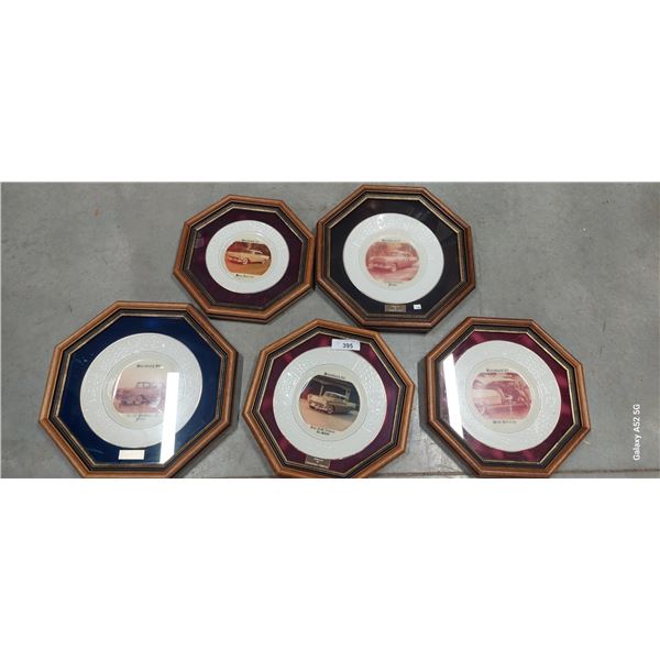 5 framed 55,56,57 chev collector plates