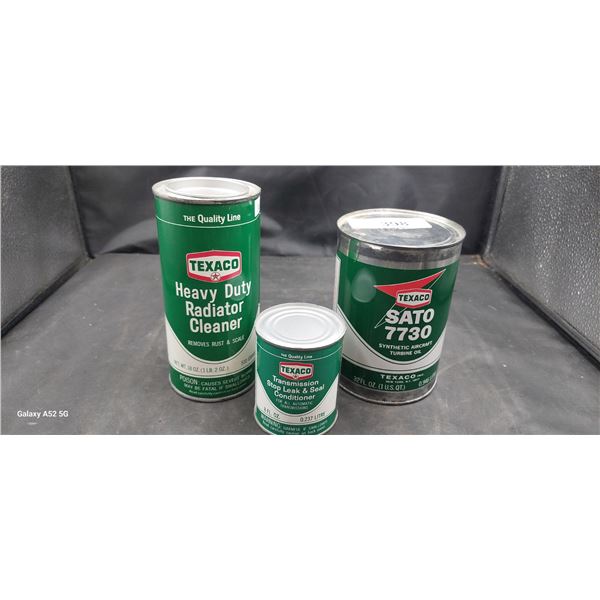 3 Vintage Texaco cans, 2 full