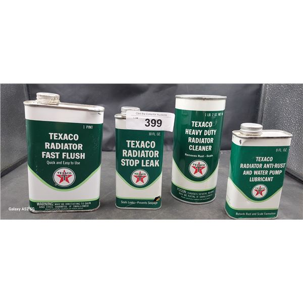 4 very nice Texaco assorted tins , 2 full