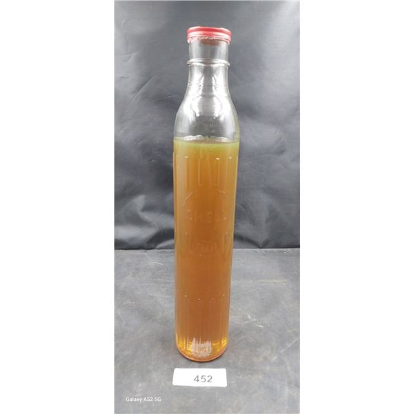 Vintage Shell motor oil embossed oil bottle with original cap 15" tall