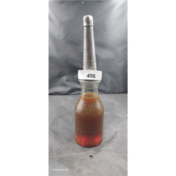 Very nice vintage huffman motor oil emossed quart