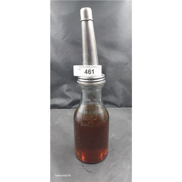 Very nice vintage huffman motor oil emossed quart