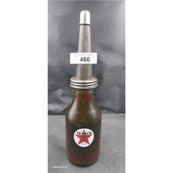 Vintage quart oil bottle with reproduction texaco decals