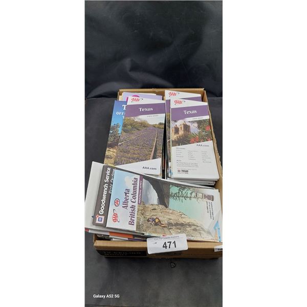 Large collection of assorted gas station road maps