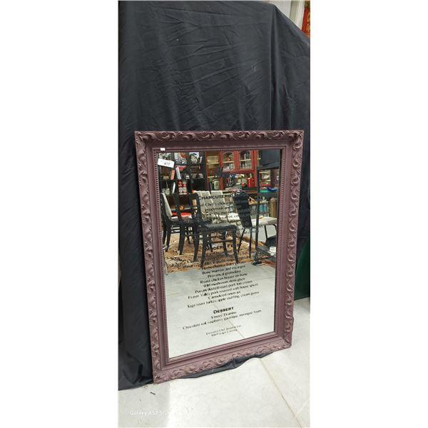 Magnificent Ornate framed glass mirror menu 30"x46"