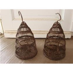 Pair of matching wire bird cages