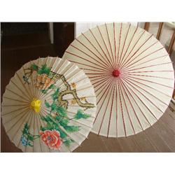 Pair of oriental paper umbrellas