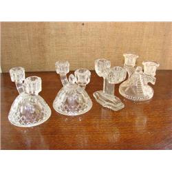 4 crystal double candleholders