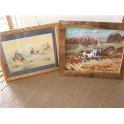 2 Cowboy/Horse Prints