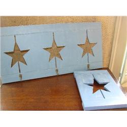 Pair of Blue Painted Texas Star Hangers
