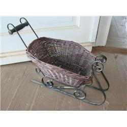 Decorative metal & wicker sleigh