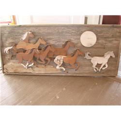 Barnwood horse collage