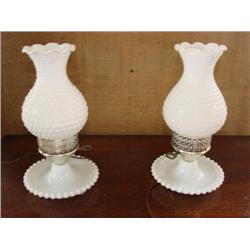 Pair of Boudoir Hobnail Lamps