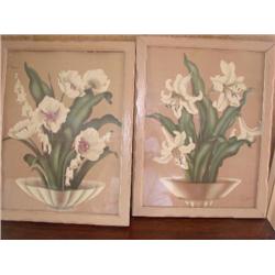 Pair of vintage framed floral prints