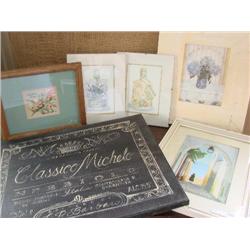 6 Prints-Florals, Watercolors, Oil on Canvas