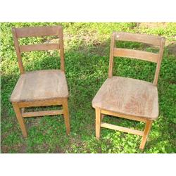 Pair of solid oak children's chairs