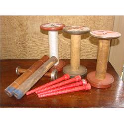 10 old wooden spools