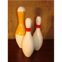 3 vintage bowling pins