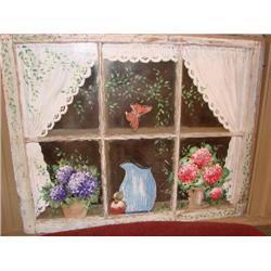 Painted glass window frame