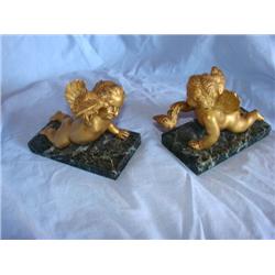 Heavy Marble Base Cherub Bookends