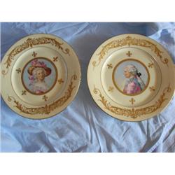 2 Victorian Plates-Signed V. Bricus