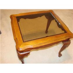 Beveled glass top end table