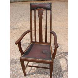 Highback Oak Leather Chair