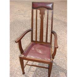 Highback Oak Leather Chair