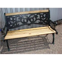 Wood & Iron Patio Bench