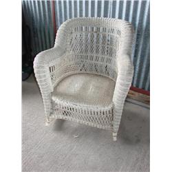 Vintage white wicker rocker