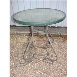 Glass top iron patio table