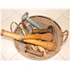 Image 1 : Basket filled with old wooden spools