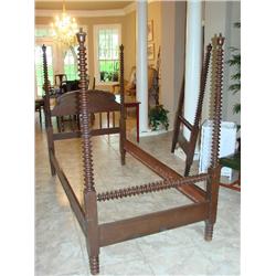 Twin size spindle bed with rails