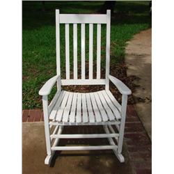 White wooden porch rocker