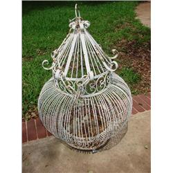 Vintage white metal birdcage
