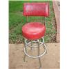 Image 1 : Vintage Red Upholstered Bar Stool w/chrome