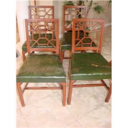 4 Chairs-all with green leather seats
