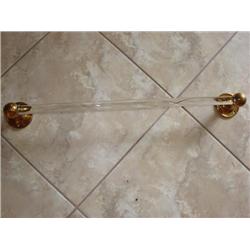 27" glass towel rod with brass holders