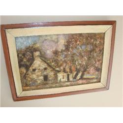 Folk Art oil on board, dated 1928