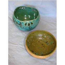 2 Unmarked Pottery Bowls
