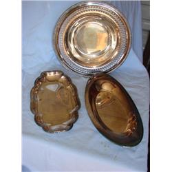 3 silver plates/platters