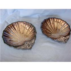 2 Baroque Silver Shell Bowls