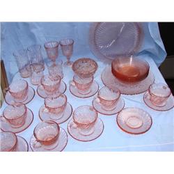 Lg. amount of pink depression glass, 35 pcs.