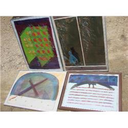4 original framed artworks