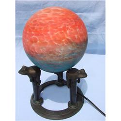 Brass Frog Base  lamp with dome glass top