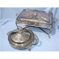 2 silver chafing dishes