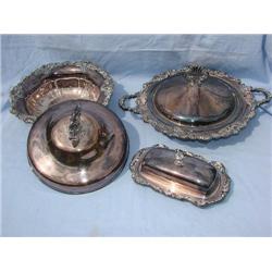 2 silver serving dishes & one butter dish