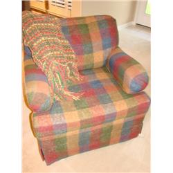 Lazyboy stuffed chair, includes throw