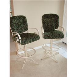 2 Metal framed swivel barstools